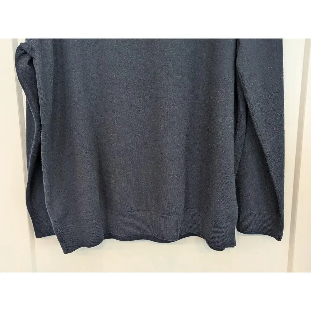 Banana Republic Men's 2XL Navy Blue Merino Wool V-Neck Sweater Pullover EUC